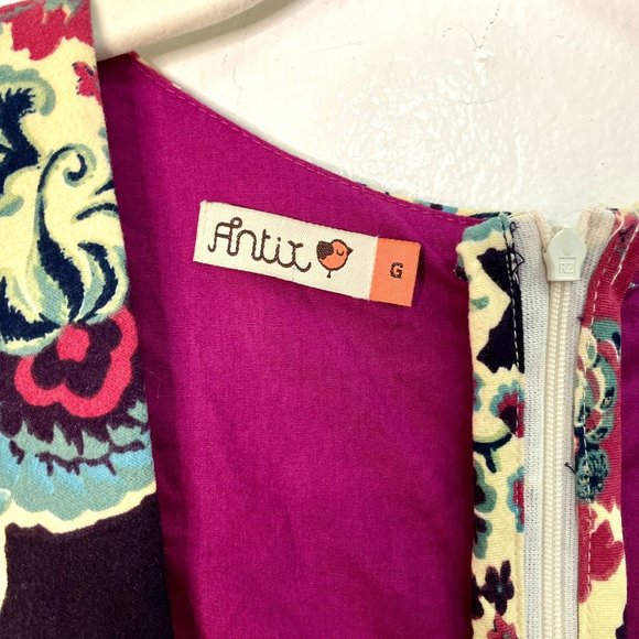 (ANTIX) Pink & Navy Blue Dress, Abstract Pattern - Picture 4 of 5